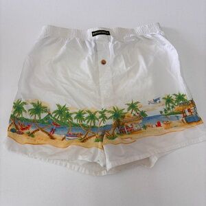 Margaritaville Jimmy Buffett White Graphic Beach Vacation Boxer Shorts Size XL